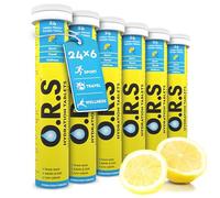 O.R.S Hydration Tablets with Electrolytes, Vegan, Gluten and Lactose Free Formula - Soluble Sports Hydration Tablets with Natural Lemon Flavour, 24 Tablets (Pack of 6 x 24)