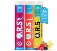 O.R.S. Original, Sport & Immune Hydration Tablets Recovery Bundle, 3 Pack (Lemon, Berry + Orange) | Vegan Electrolytes with Vitamins & Minerals for Rehydration | Salts for Electrolyte Replacement