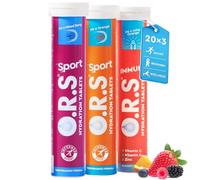 O.R.S. Sport & Immune Hydration Tablets Bundle, 3 Pack (Orange + Berry) | Electrolytes with Vitamins & Minerals for Rehydration & Recovery | Salts for Electrolyte Replacement | Vegan & Low Calorie