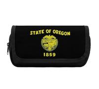 O-regon State Flag Cute Double Pencil Case Large Capacity Portable Pen Pouch with Zippered