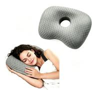 O-Shaped Cotton Side Sleeping Ear Pillow, Ear Protection Pillow for Post Ear Piercing Recovery, Relieves Ear Pain, Ear Inflammation and Pressure Sores, Breathable & Fluorescent-Free, Gray