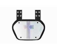 O Shield Holy Cross White Chrome Football Back Plate, Back Plate for Football, Lower Back Pads for Football Players, Rear Protector, Adult Fit