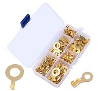 O-Type Grounding Plate Terminal Blocks, 150-Piece Open Barrel Crimp Connector Kit M3 - M10, Brass OT Series Ring Terminals Connector Strip
