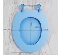 O/U Shape White Toilet Seat Cover with Soft Close Hinge, Quick Release Design for Easy Cleaning, Fits Standard Round and Elongated Bowls, for Durable(Blue O-Type)