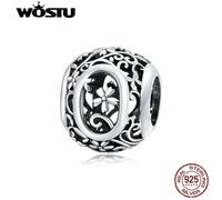 (O) Wostu Authentic Original 925 Sterling Silver Mori Letter A-z Charm Beads For Women Bracelet & Bangle Diy Jewelry Making