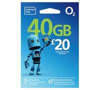 O2 SIM Card UK & Europe Prepaid PAYG with 40GB data, unlimited minutes & text bundle for 30 days - worth £20