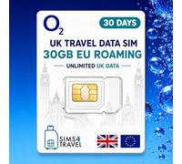 O2 Unlimited Data SIM Card UK - Includes 30GB EU Roaming - Preloaded Data-Only SIM for Phones, Mobile WiFi & 4G/5G Routers