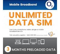 O2 Unlimited Data SIM Card UK PAYG - 3 Months