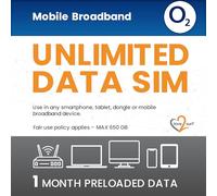 O2 Unlimited Data SIM Card UK PAYG - 30 days