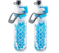 O2COOL Arctic Squeeze Insulated Mist 'N Sip Water Bottle | 2 Pack- 20 oz | BPA Free, 2-in-1 Mist and Sip Function w/No Leak Pull Top Spout, Splash Blue