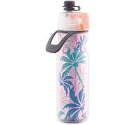 O2COOL Arctic Squeeze Insulated Mist 'N Sip Water Bottle-20 oz, Pink Palm Tree
