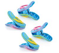 O2COOL Boca Clips - Beach Towel Clips for Beach Chairs, Pool and Patio Accessories Clothes Pins for Bags, 2-Pack (Flip Flop)
