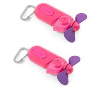 O2COOL FMS0003 Personal Mini Fan-Portable Battery Operated Handheld Cooling Accessory with Fine Mist Spray for Outdoor, Beach, Camping-Convenient Carabiner Clip (2 Pack Raspberry)