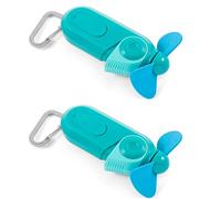O2COOL Keychain Sport Misting Fan - Pocket Size Battery Powered Portable Fan With Carabiner Clip Small Fan with Mister Handheld Fan Vacation Essentials Hand Fan 2 Pack (Teal)
