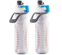O2COOL Mist 'N Sip Misting Water Bottle 2-in-1 Function With No Leak Pull Top Spout Sports Reusable Water Bottle - 20 oz (2 Pack Baseball)