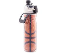 O2COOL Mist 'N Sip Misting Water Bottle 2-in-1 Mist And Sip Function With No Leak Pull Top Spout (Basketball)