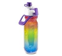 O2COOL Mist 'N Sip Water Bottle | BPA Free, 2-in-1 Mist and Sip Function w/No Leak, Locking Pull Top Spout : 590ml | Rainbow
