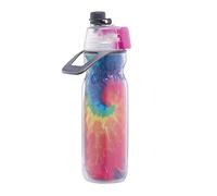 O2COOL Mist 'N Sip Water Bottle | BPA Free, 2-in-1 Mist and Sip Function w/No Leak, Locking Pull Top Spout : 590ml | Tie Dye Purple