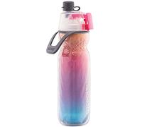 O2COOL Mist 'N Sip Water Bottle | BPA Free, 2-in-1 Mist and Sip Function w/No Leak, Locking Pull Top Spout : 590ml | Ombre, Raspberry