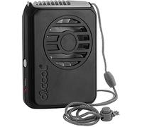 O2COOL Portable Neck Personal Travel USB Battery Powered Adjustable Lanyard Cooling Fan, (Black)