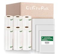 O2frepak 150 Count 50 of Each Size15x25cm,20x30cm,25x33cm and 6Rolls of 3Rolls Each Size 20x600cm,28x600cm Textured Vacuum Sealer Bags for Food sealer,BPA Free Embossed Vacuum Food Sealer Bags