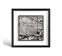 O3 DESIGN STUDIO Barcelona Marco de Papel para mapas, Black map, Black frame, 9x9 inches, Gift Boxed, 2 background color, self-changing, Paper Art