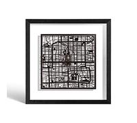 O3 DESIGN STUDIO Beijing Paper Cut Map framed, Black map, Black frame, 9x9 inches, Gift Boxed, 2 background color, self-changing, Paper Art
