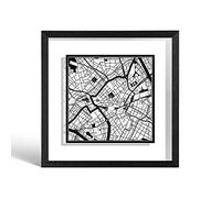 O3 DESIGN STUDIO Birmingham Paper Cut Map framed, Black map, Black frame, 23x23 cm, Gift Boxed, 2 background color, self-changing, Paper Art