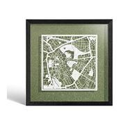 O3 DESIGN STUDIO Cambridge Paper Cut Map framed, White map, Black frame, 9x9 inches, Gift Boxed, 4 background color, self-changing, Paper Art