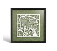 O3 DESIGN STUDIO Glasgow Paper Cut Map framed, White map, Black frame, 23x23 cm, Gift Boxed, 4 background color, self-changing, Paper Art