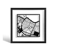 O3 DESIGN STUDIO Reykjavik Paper Cut Map framed, Black map, Black frame, 23x23 cm, Gift Boxed, 2 background color, self-changing, Paper Art