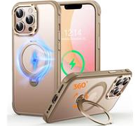 O3 Mag-Stand Case for 111 13 Pro with 360° Stand, [Mag-Safe Compatible][Exceptionally Skin-Friendly] Thin Eopaque Magnetic Translucent 6.1 Inches Matte Gold