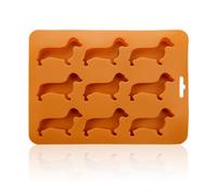OAAO 1 Piece Ice Cube Tray, Silicone Mold, Cute Dachshund Accessories, Ice Cube Tray, Soap Mold, Cake Mold, Reusable Mold, Suitable for Popsicles, Baking, Crafts (Orange)