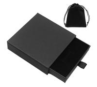 OAAO 1 Piece Jewelry Gift Box with 1 Piece Velvet Bag, Earrings, Earrings Storage Box, Portable Jewelry Box, Jewelry, Necklace Gift Box, Bracelet Gift Box (Black)