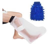 OAAO 1 Piece of Leg Waterproof Protector, 1 Piece of Cleaning Gloves, Leg Plaster Bandage Waterproof Protector, Limbs Shower Waterproof Protector, Adult Half Leg Design