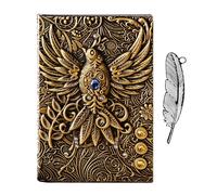 OAAO 1 Piece Phoenix Retro Notebook, 1 Piece Feather Bookmark, 3d Phoenix Diary, Embossed Notebook, A5 Lined Notebook, Suitable For Collection And Gift Giving