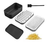 OAAO 1 Set Cheese Grater with 1 Piece Brush, Box Grater with Container and Lid, Stainless Steel Kitchen Grater, Multifunctional Chopper Peeler for Vegetables, Fruits and Cheese