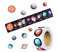OAAO 1 Set of 1 Wooden Eight Planet Puzzle, 1 Roll of 501 Planet Stickers, Montessori Educational, Outer Space Theme, Beginner's Jigsaw Puzzle, Ages 1-5