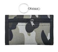 OAAO 1 Ultra-Thin Camouflage Wallet, 1 Metal Key Ring, Boys Mini Tri-Fold Canvas, Multifunctional Sports Wallet, Suitable for Daily and Outdoor Use