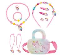 OAAO 11-Piece Jewelry Set for Girls, Rainbow Horse Handbag, Rainbow Horse Jewelry Accessories for Kids, Hair Accessories Gift Set for Girls, For Birthday Gifts