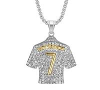 OAAO 1piece Number 7 Jersey Charm, Diamond Jersey Pendant Necklace, Hip Hop Collarbone Necklace, Fashionable and Versatile Jewellery, Birthday Gift for Boys