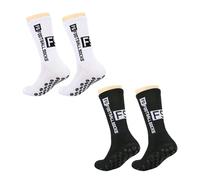 OAAO 2 Pairs of Sports Socks, Non-slip Football Socks, Football Grip Socks, Training Socks, Suitable for Football, Basketball, Outdoor Sports (White, Black)