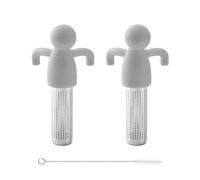 OAAO 2 Pcs Grey Stainless Steel & Silicone Humanoid Tea Infuser, 1 Pc Straw Brush, Creative & Practical Tea Brewer