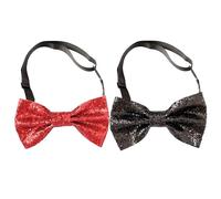 OAAO 2 Piece Bow Tie, Adjustable Bow, Christmas Bow Tie, Red Tie For Men, Sequin Bow Tie, Elastic Bow Tie