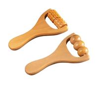 OAAO 2-Piece Wooden Roller Massager, Manual Massage Roller, Cellulite Roller, Suitable for Neck, Back, Legs, Hands, Face