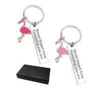 OAAO 2 Pieces Flamingo Keychains With 1 Piece Gift Box, Stainless Steel Keychain, Encouragement Keychain, Inspirational Gift Keychain, Flamingo Pendant