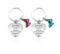 OAAO 2 Pieces of Butterfly Keychains, Inspirational Keychains for Women, Motivational Gifts, Stainless Steel Keychains, Inspirational Gifts for Friends and Colleagues
