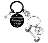 OAAO 2 Pieces Of Personalized Keychains, Dumbbell Keychains, Fitness Jewelry Keychains, Creative Dumbbell Keychains, Zinc Alloy Keychains, Thank You Keychains