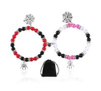 OAAO 2 Pieces Of Spider Bracelets With 1 Piece Of Black Storage Bag, Couple Bracelets, Couple Magnetic Bracelets, Magnetic Bracelets, Spider Web Hanging Bracelets, Beaded Bracelets