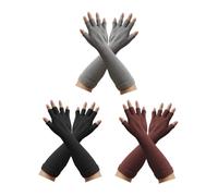 OAAO 3 Pairs Of Fingerless One-Size-Fits-All Thermal Sleeves, Solid Color Half-Finger Long Wrist Gloves, Cold-Proof Warm Gloves For Work, Winter Knitted Gloves For Men And Women